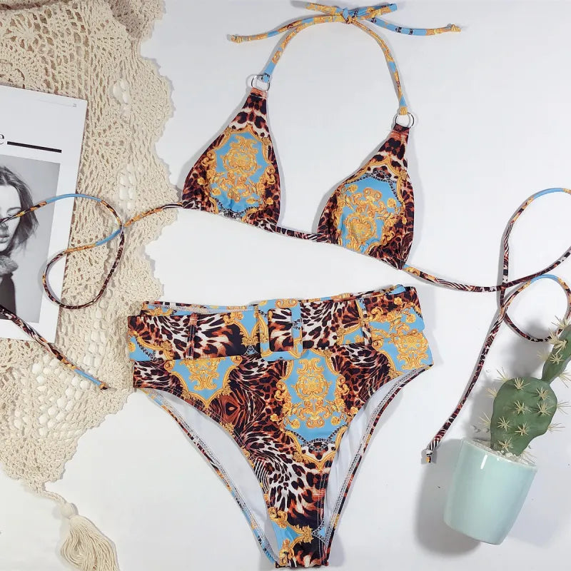 Iris | Chic Halter Print Two-Piece Bikini
