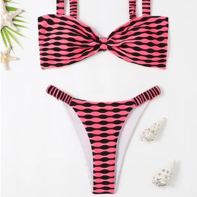 Diana | Striped Bandeau Bikini Set