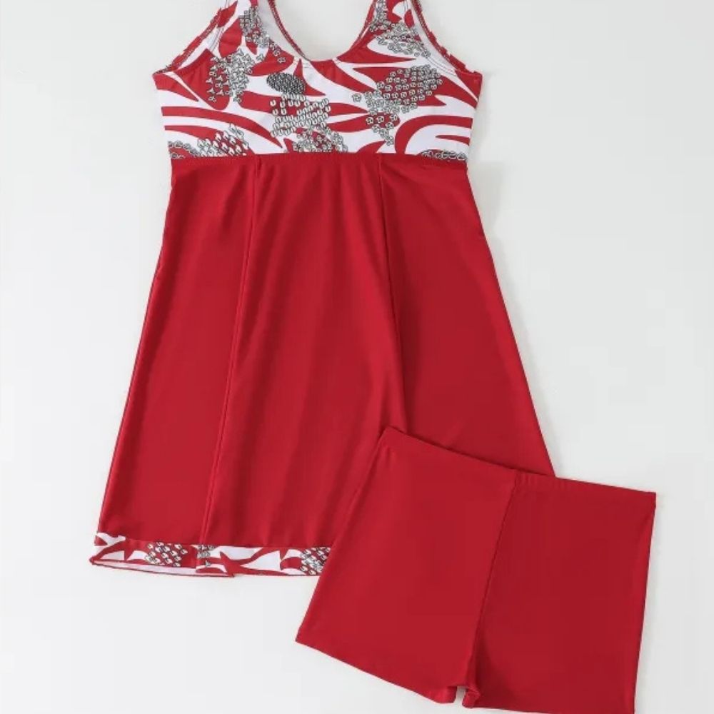 Serenity | Women’s Modest Tankini Swimsuit – Skirted Split Boxer Design