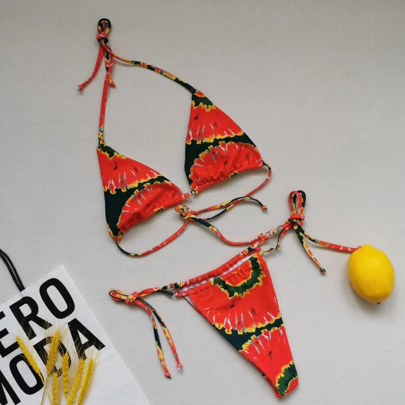 Grace | Women’s Stylish Halter Bikini – Multicolor Split Swimsuit