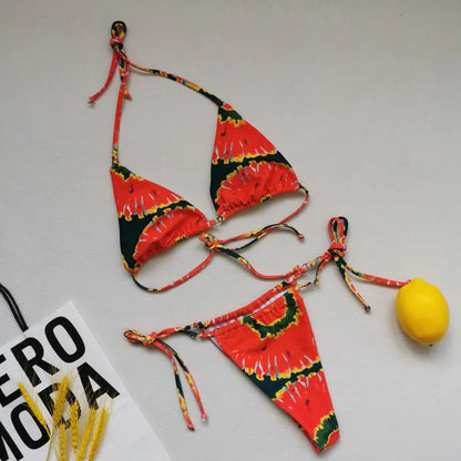 Grace | Women’s Stylish Halter Bikini – Multicolor Split Swimsuit