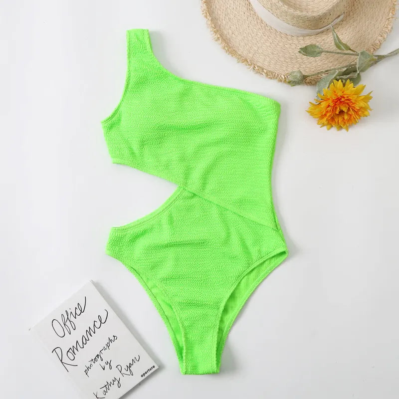 Nova | Women’s One-Shoulder One-Piece Swimsuit – Solid Color