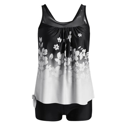Ava | Women's Gradient Print High Waist Tankini Skirt