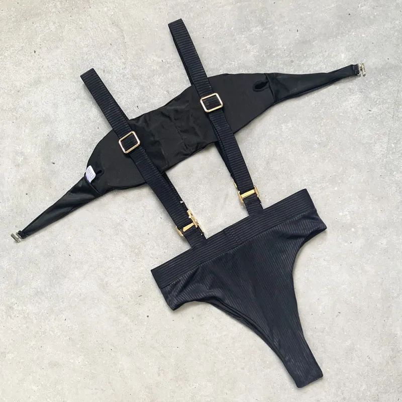 Naomi | Buckle Strap High-Waist Bikini Set