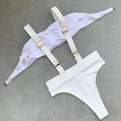 Naomi | Buckle Strap High-Waist Bikini Set