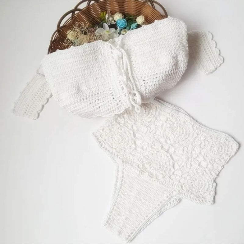 Tatiana | Knitted Off-Shoulder High-Waist Bikini Set