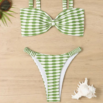 Diana | Striped Bandeau Bikini Set