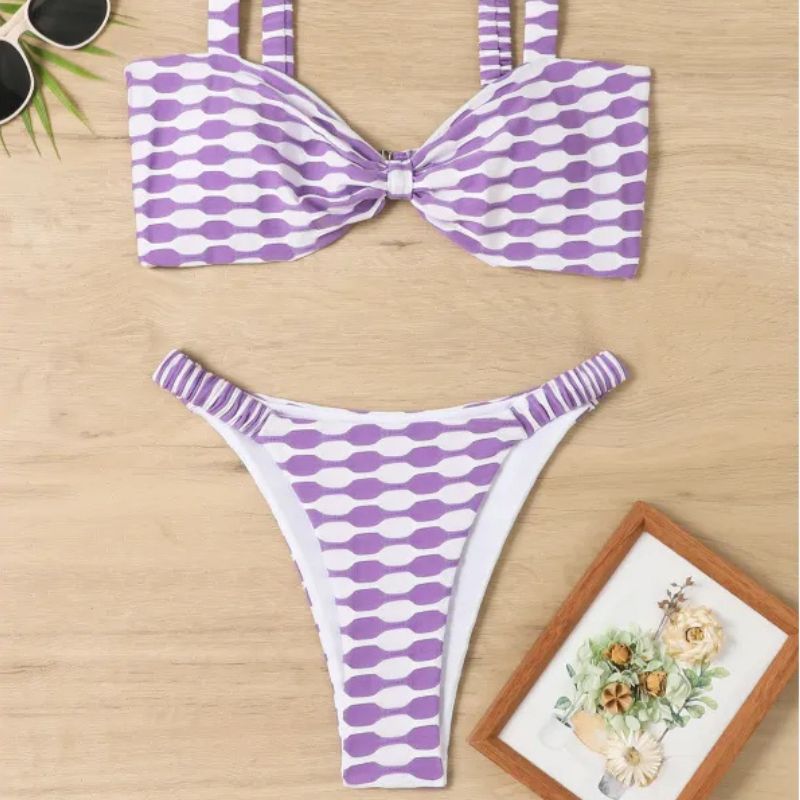 Diana | Striped Bandeau Bikini Set