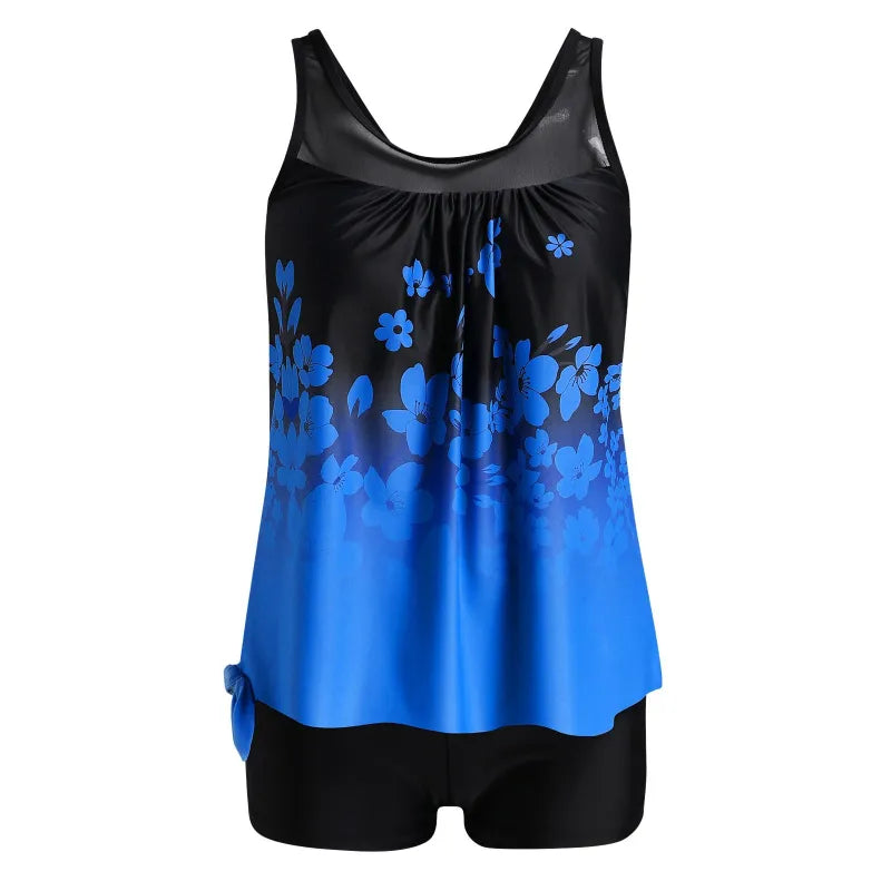 Ava | Women's Gradient Print High Waist Tankini Skirt