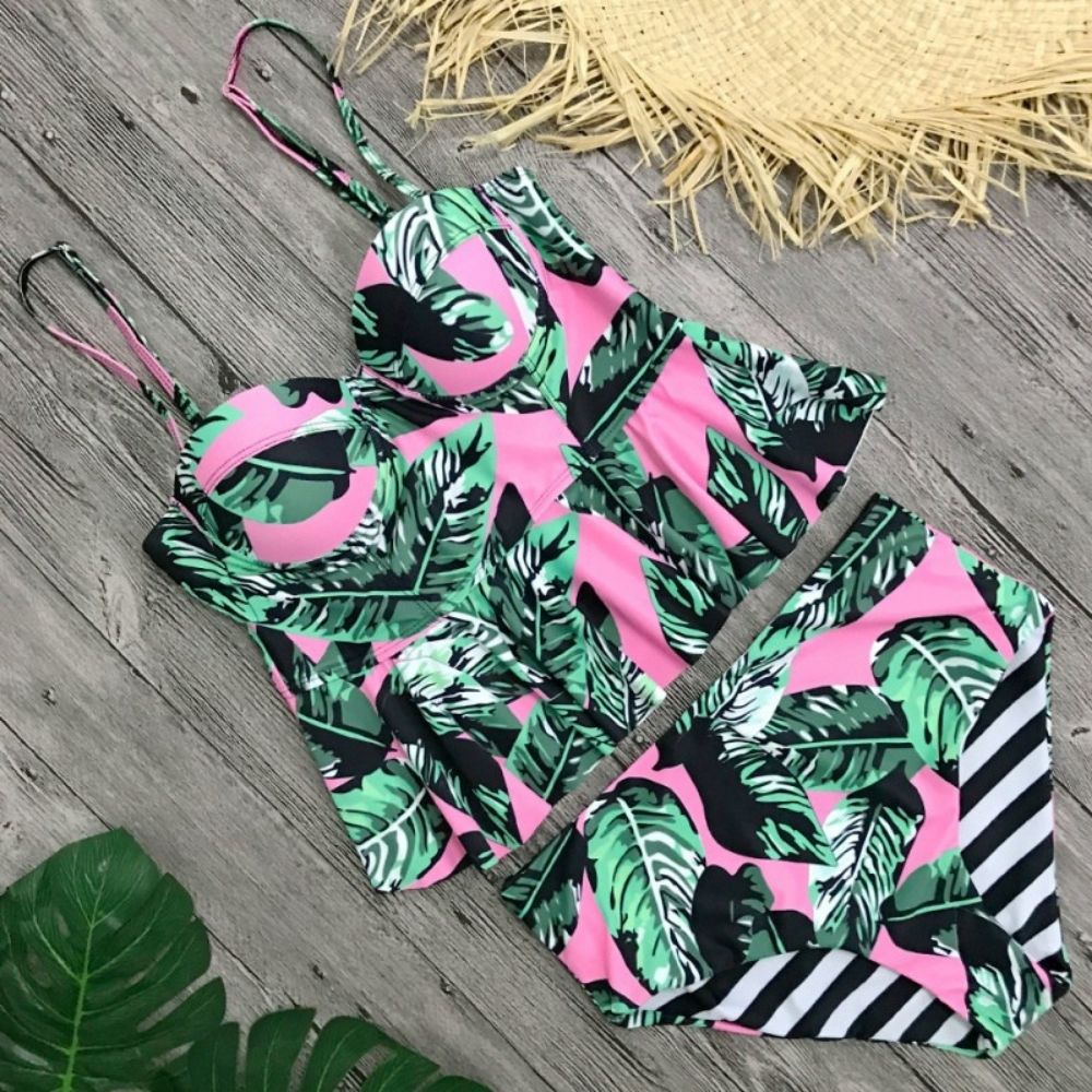 Ella | Women Floral Push-Up High-Waist Tankini Set