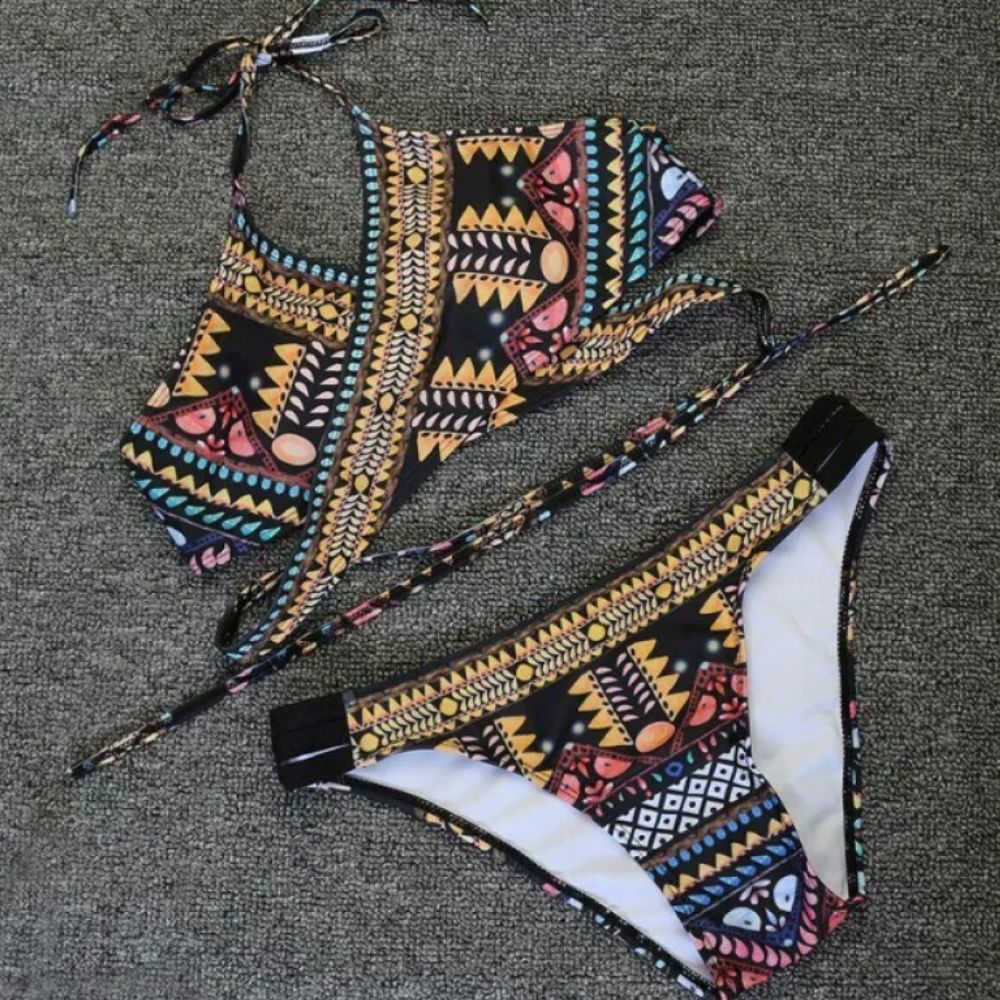 Kiara | Women’s Ethnic Style Printed Cross-Front Bikini