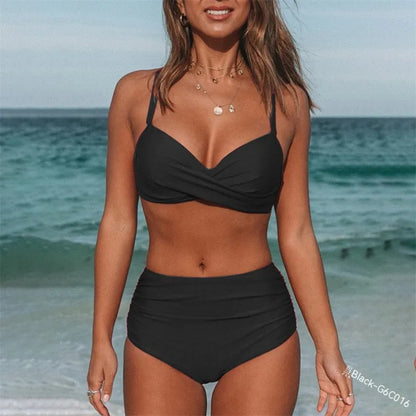 Samantha | Women’s Solid Bikini – Cross Strap Two-Piece