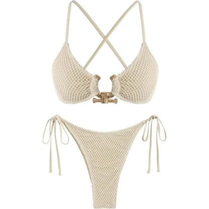 Zoey | Ribbed Cross-Back Bikini Swimsuit Set